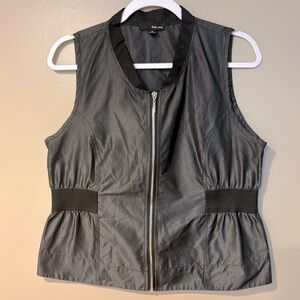 Sun Kim metallic lightweight cinched waist zip up vest